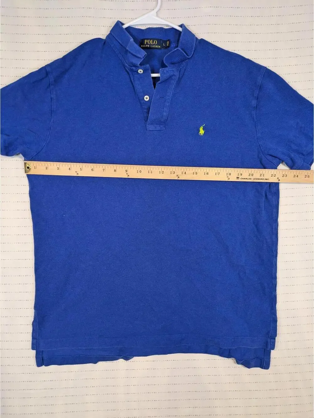 Polo Ralph Lauren Short Sleeve Polo Shirt Solid Blue Cotton Mens Large